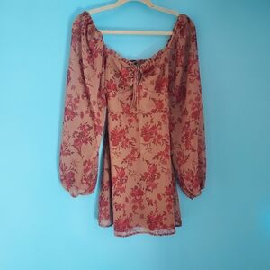 Forever 21 Tunic Size XS Floral Long Sleeve